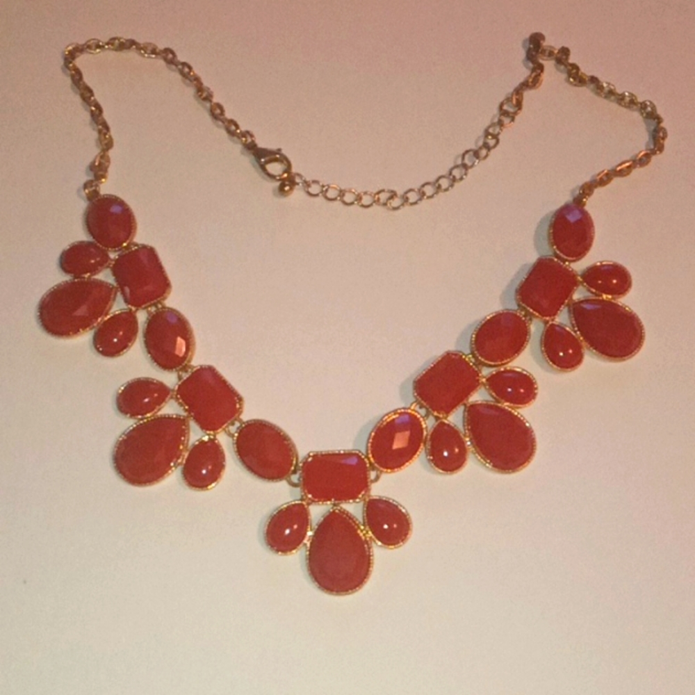 Vintage Red Lucite Necklace Great Condition!